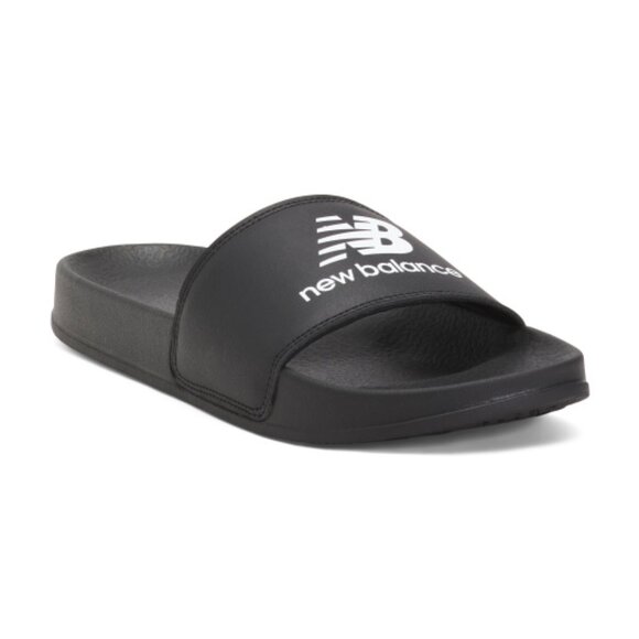 NEW NEW BALANCE Logo Slide On Sandals black unisex 253 - Picture 2 of 9